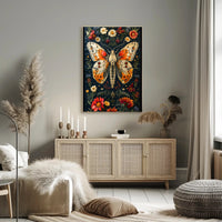 Vibrant Butterfly and Botanicals Artistic Poster