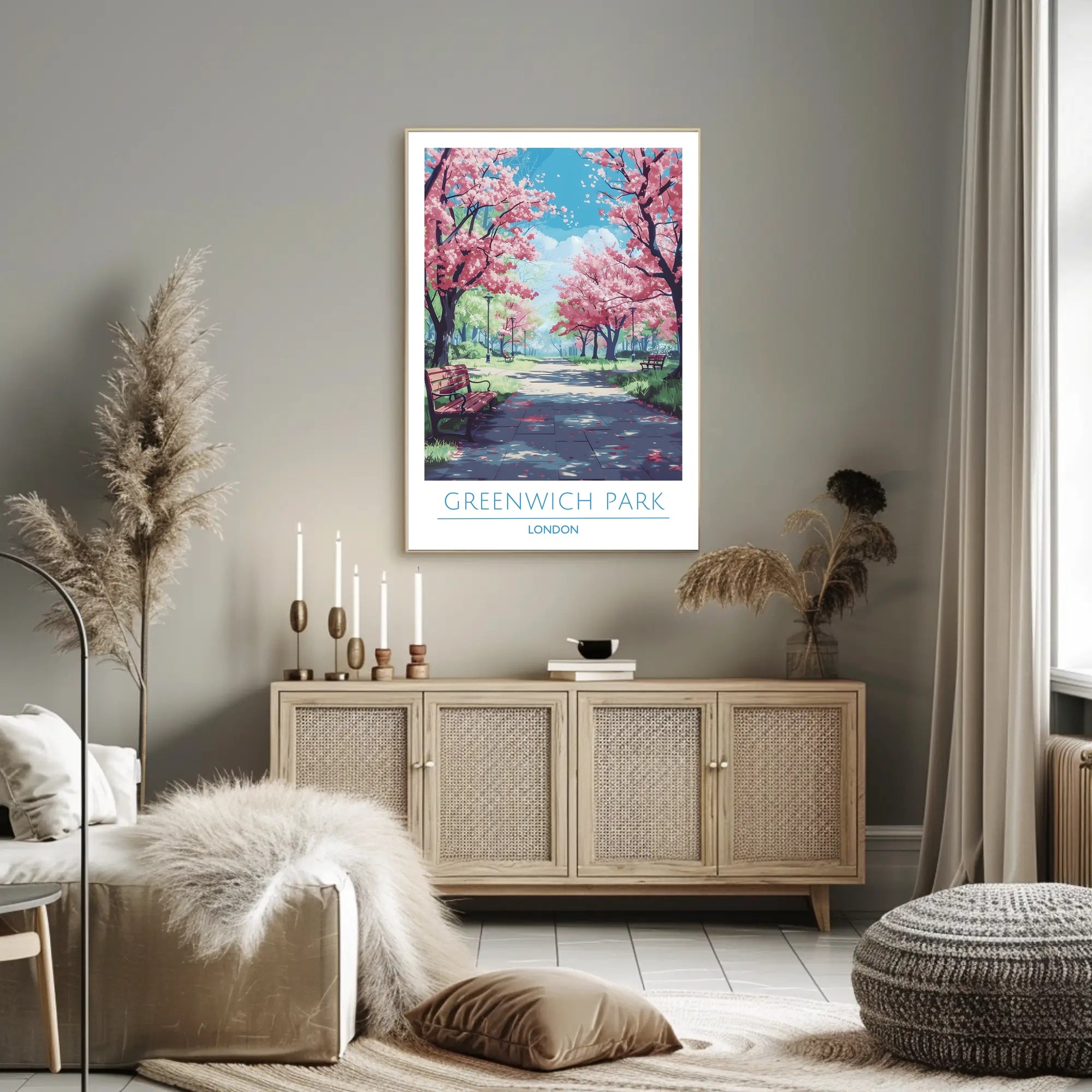 Greenwich Park Serenity Cherry Blossom Travel Poster