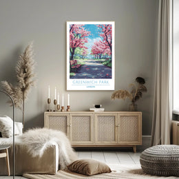 Greenwich Park Serenity Cherry Blossom Travel Poster