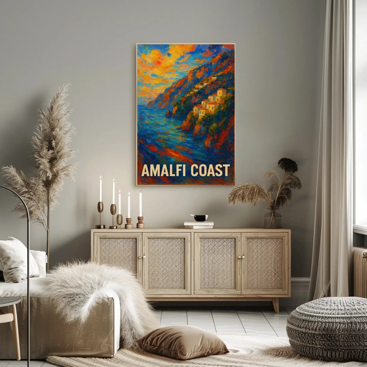 Amalfi Coast Poster Wall Art Scenic Seaside Premium Print