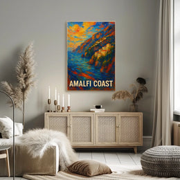 Amalfi Coast Poster Wall Art Scenic Seaside Premium Print
