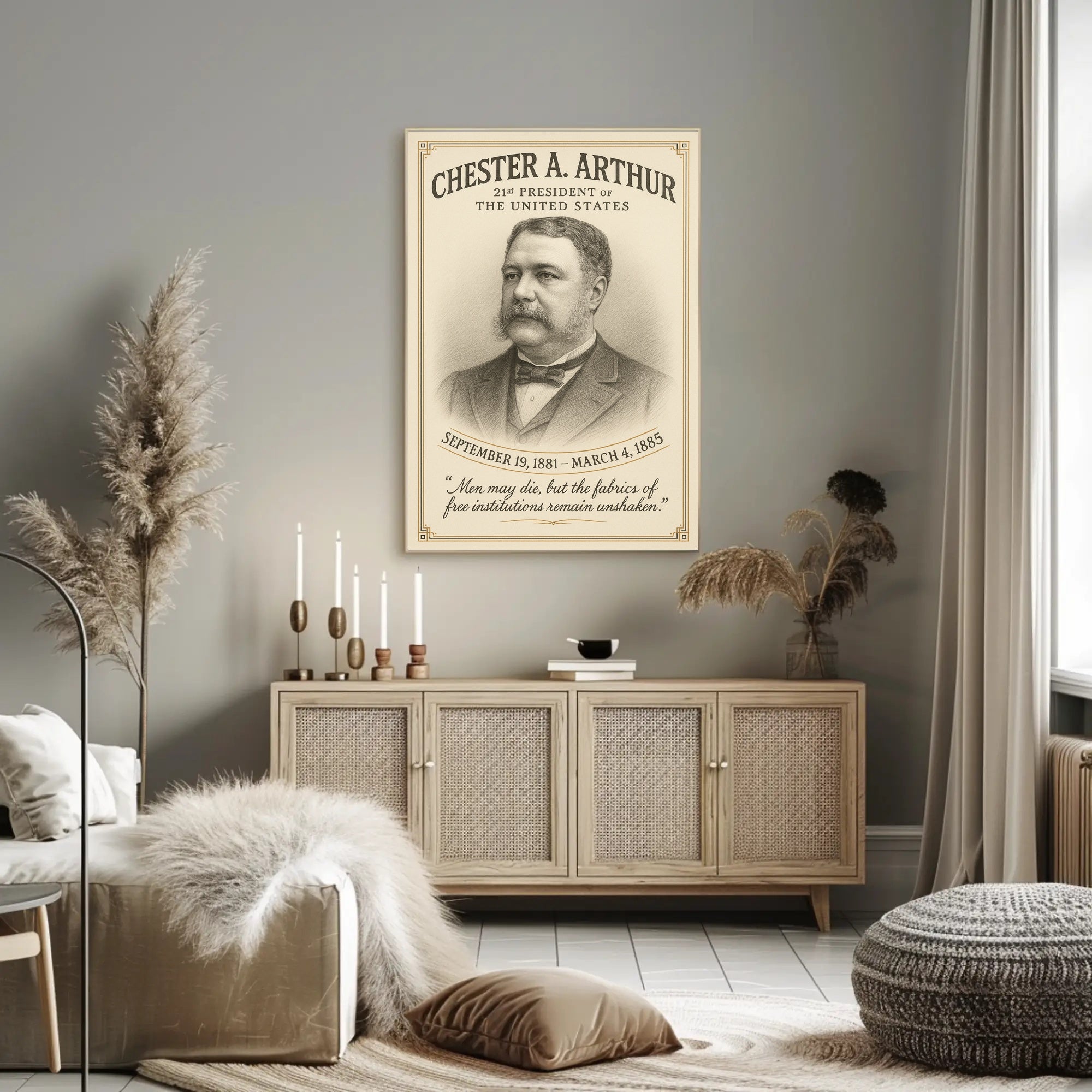 Chester A Arthur 21st President Sketch Poster Art Print PosterGoat