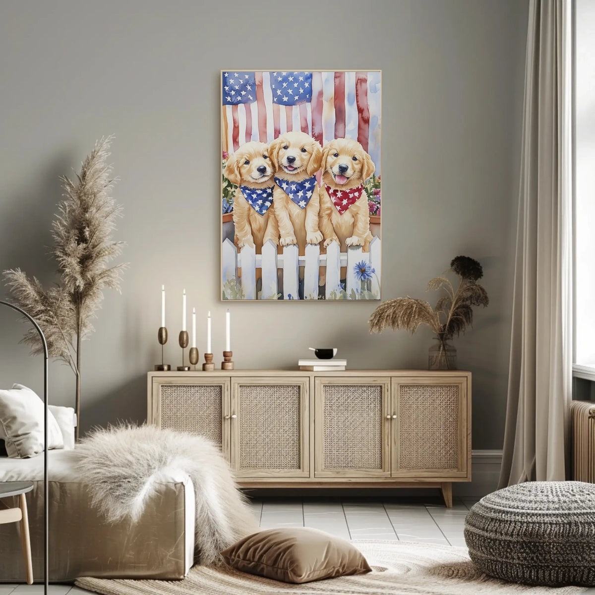 Charming Trio Of Golden Retriever Puppies Artwork Poster