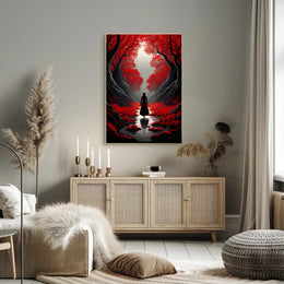 Enchanted Red Forest Poster