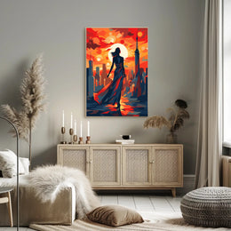 Sunset Silhouette In The City Poster