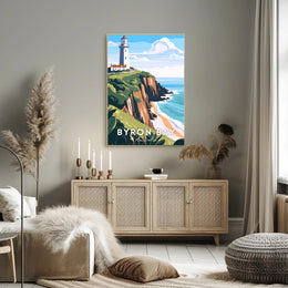 Coastal Serenity: Byron Bay Lighthouse Travel Poster