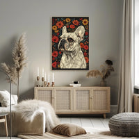 Floral Bulldog Portrait Poster