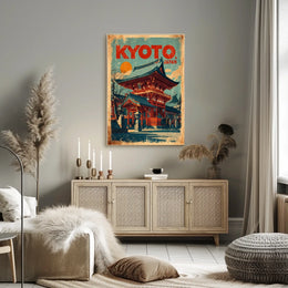 Kyoto, Japan Vintage Travel Poster