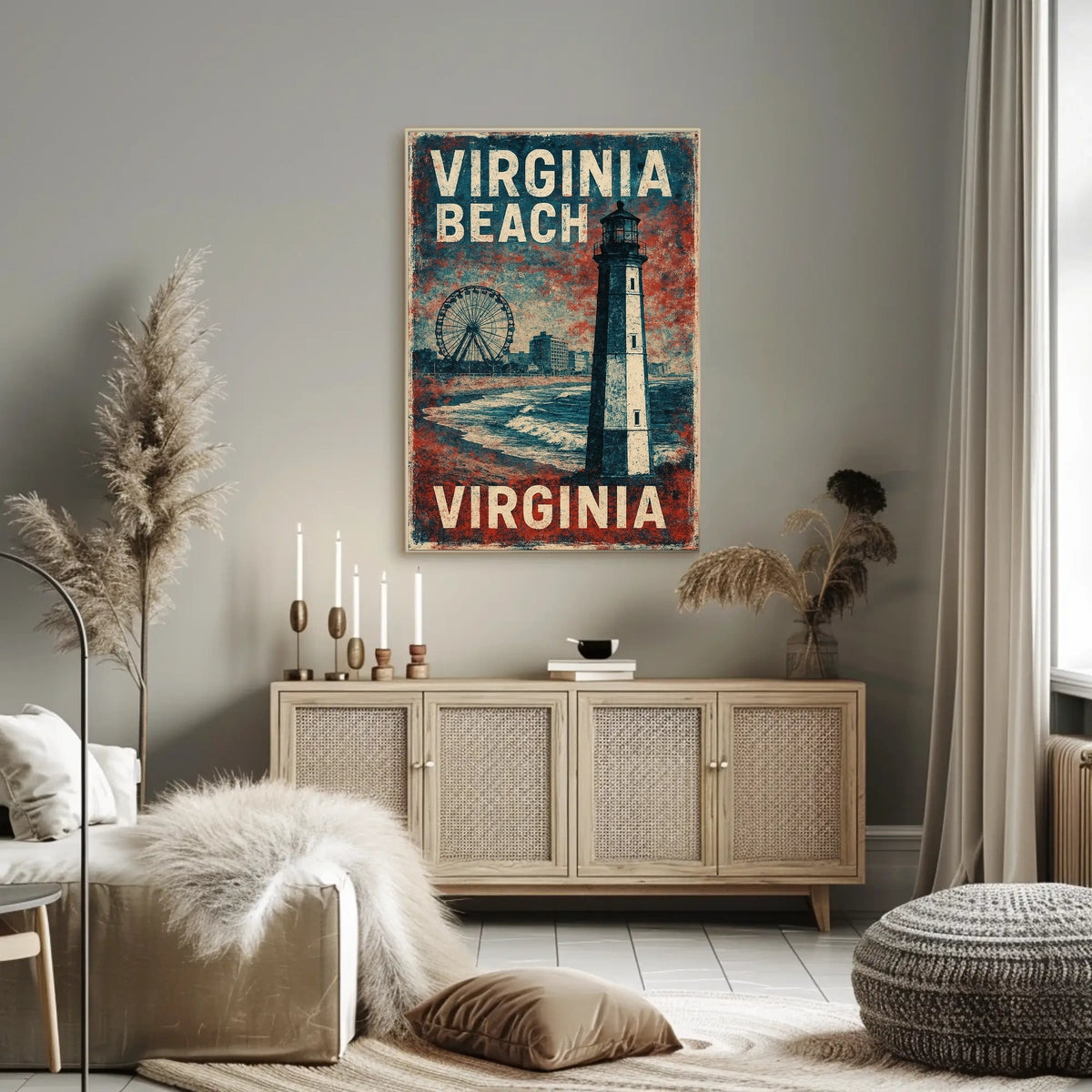 Virginia Beach Vintage Coastal Charm Poster