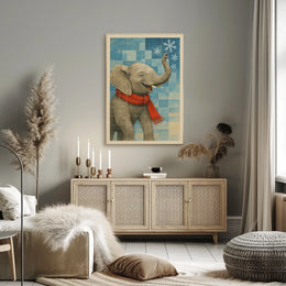 Winter Elephant Delight Poster