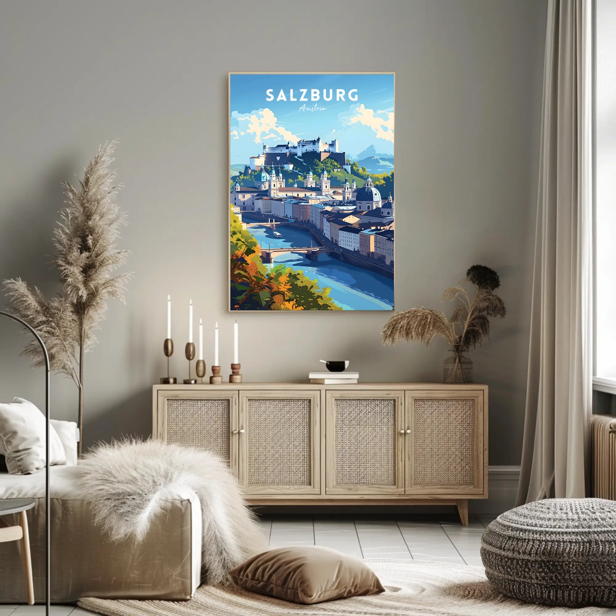 Salzburg's Iconic Cityscape Travel Poster