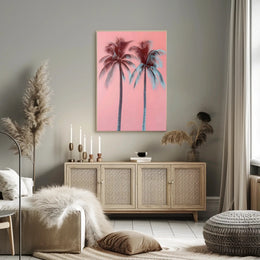 Palm Trees Poster Tropical Pink Minimalist Wall Art