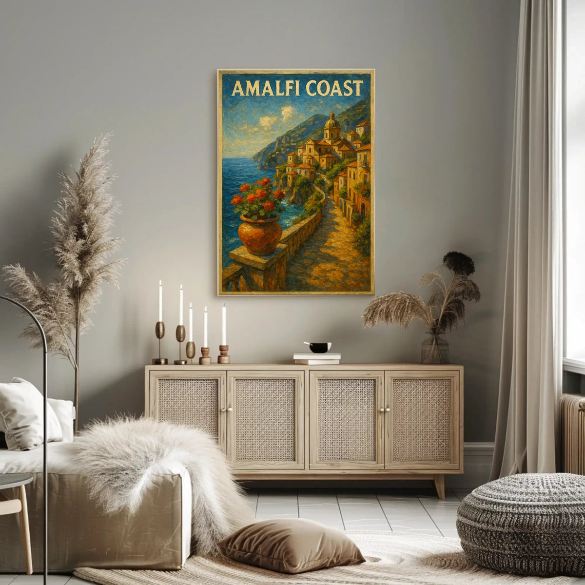 Amalfi Coast Poster Wall Art Scenic Coastal Decor Print