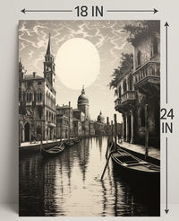 Moonlit Venetian Canal Poster