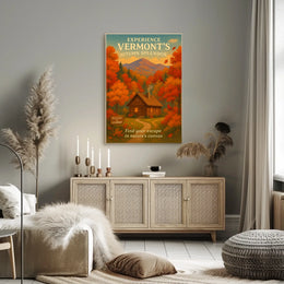 Autumn Cabin Vermont Nature Foliage Poster
