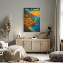 Amalfi Coast Poster 18x24 Coastal Wall Art Travel Decor