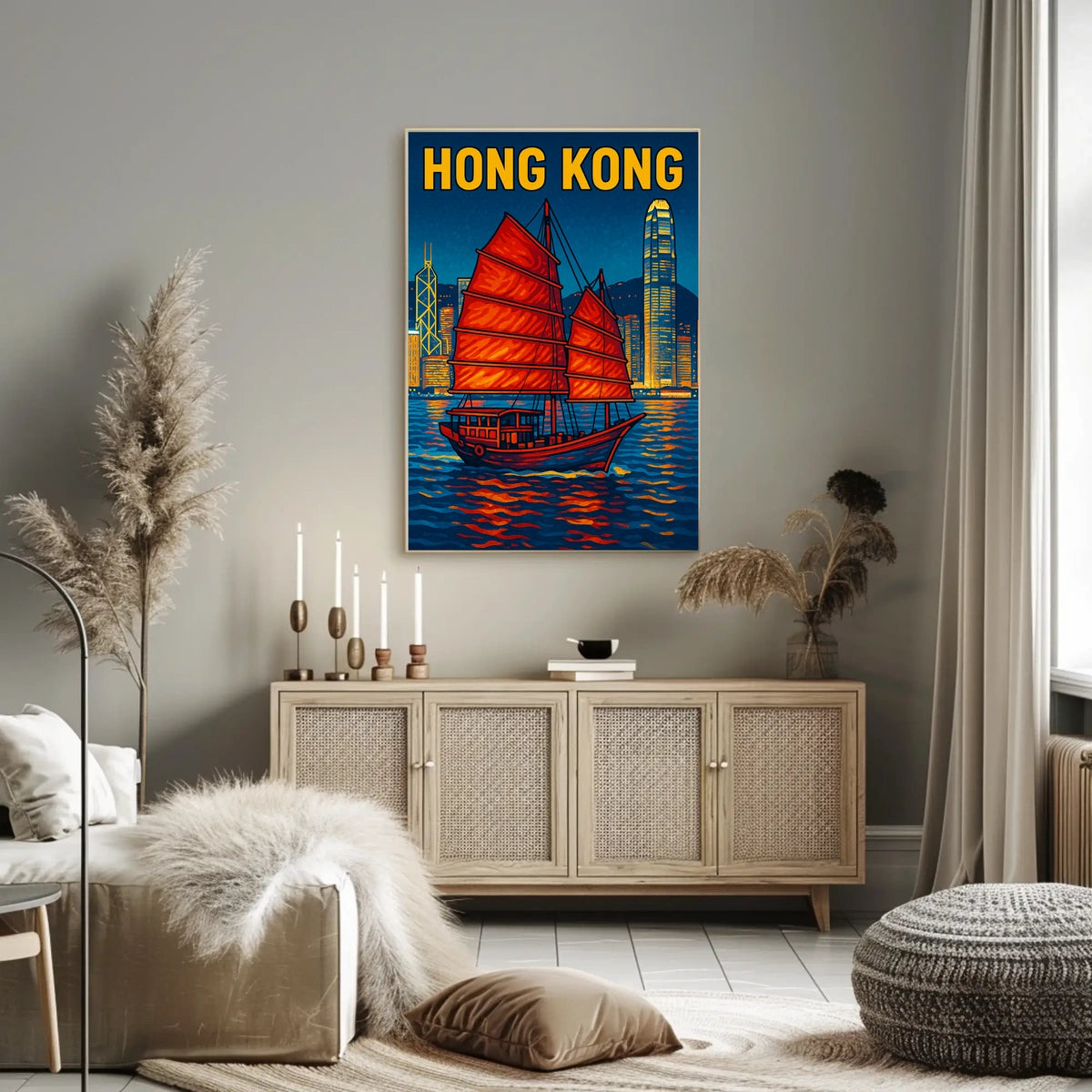 Hong Kong Harbor Scene Poster