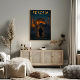 Majestic Hagia Sophia Under Night Sky Cultural or Heritage Poster PosterGoat
