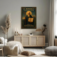 St Benedict Religious Poster Vintage Wall Art