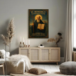 St Benedict Religious Poster Vintage Wall Art