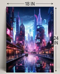 Neon Cityscape Poster