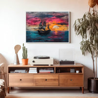 Majestic Black Sails at Sunset Art Poster