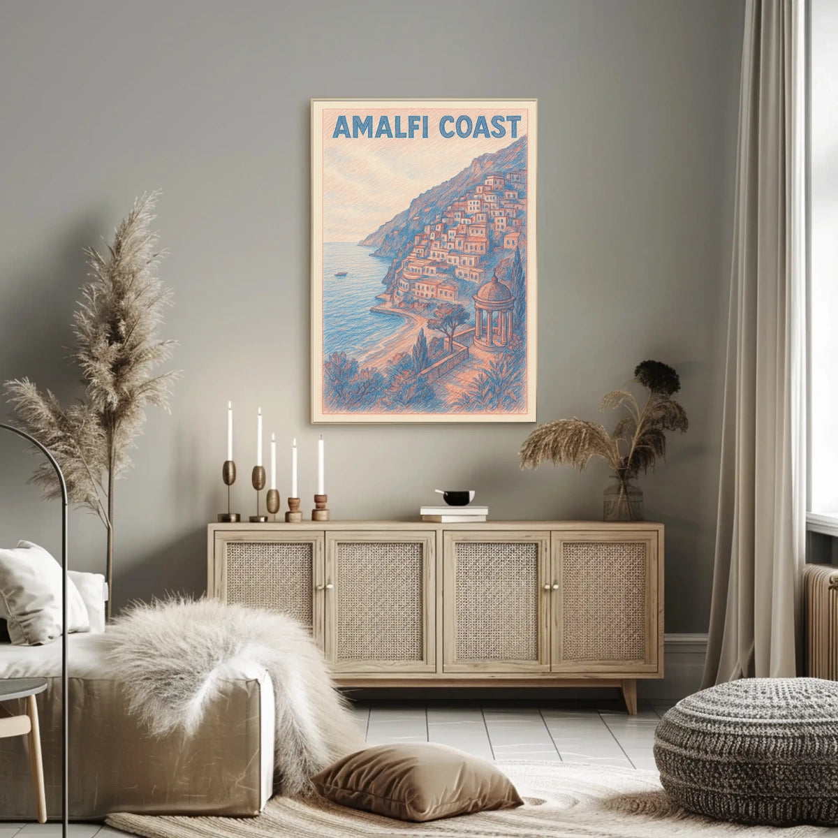 Amalfi Coast Poster 18x24 Coastal Wall Art Home Decor
