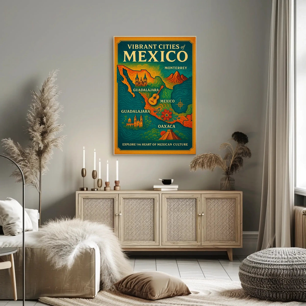 Vibrant Cities of Mexico Poster