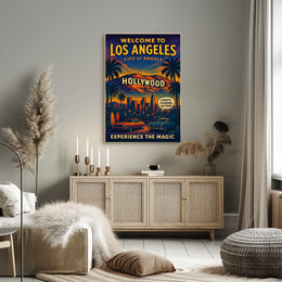 Vintage Los Angeles Poster: Hollywood Glamour & Classic Cars