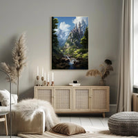 Enchanted Mountain Castle Poster PosterGoat