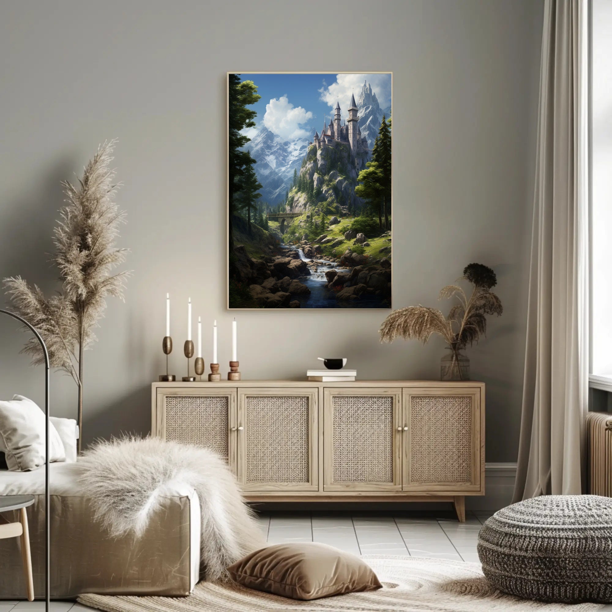 Enchanted Mountain Castle Poster PosterGoat