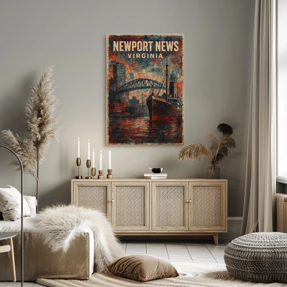 Newport News Virginia Coastal Cityscape Poster