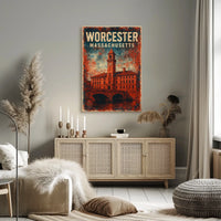 Worcester Clock Tower Collectors Rustic Style Poster