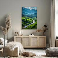 Terraced Rice Fields Nature Art Poster