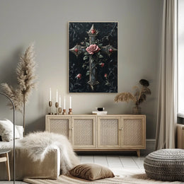 Gothic Cross With Roses Poster