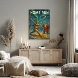 Reindeer Baseball Christmas Fun Sports Poster