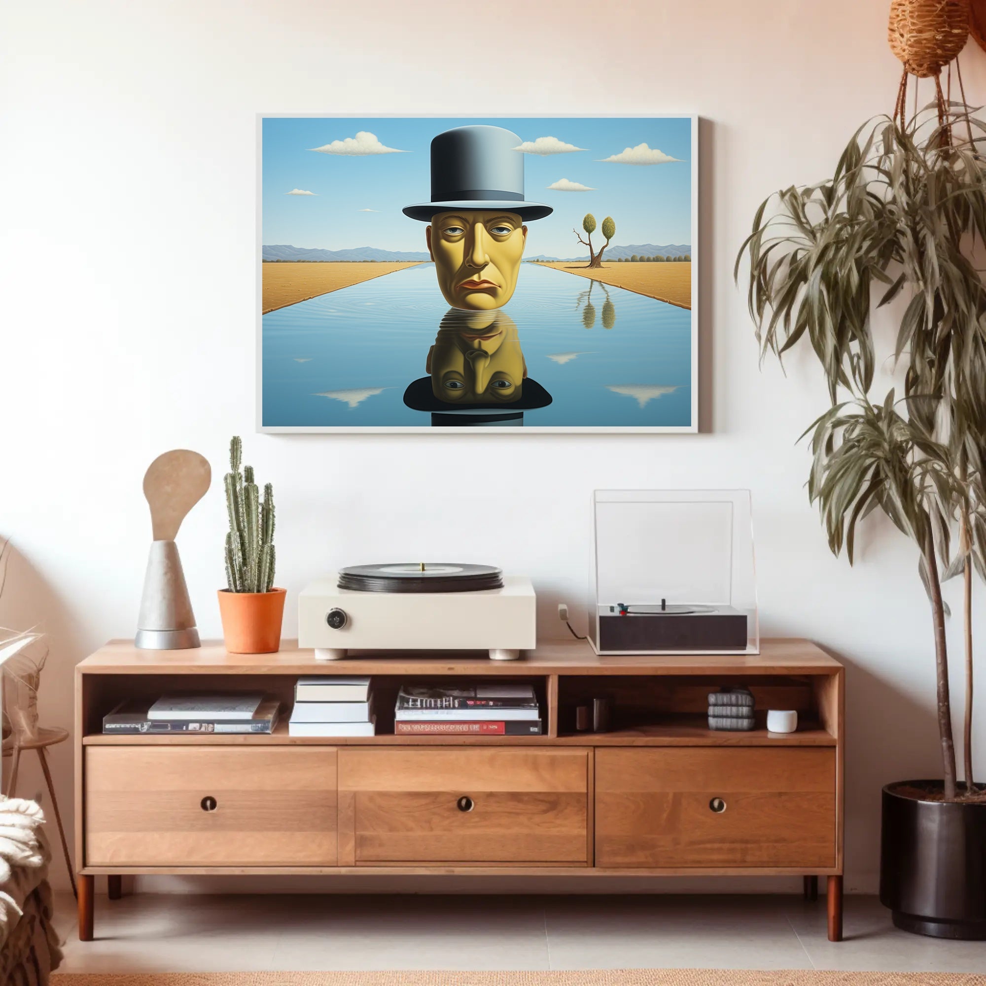 Surreal Desert Headscape: Dreamlike Artistic Poster