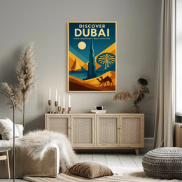 Dubai Skyline Poster Travel Art Lovers Iconic Fusion