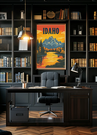 Vintage Poster Idaho River Mountains