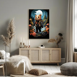 Bear's Moonlit Adventure in a National Park Poster