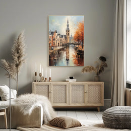 Impressionistic European Canal Scene with Historic Architecture - Urban or Cityscape Poster