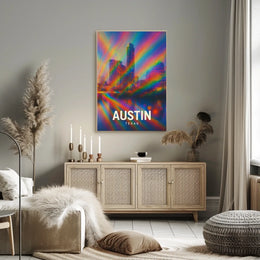 Austin Cityscape Psychedelic Pop Art Urban Poster