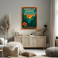 American Samoa Sunset, Lush Landscape National Park Poster