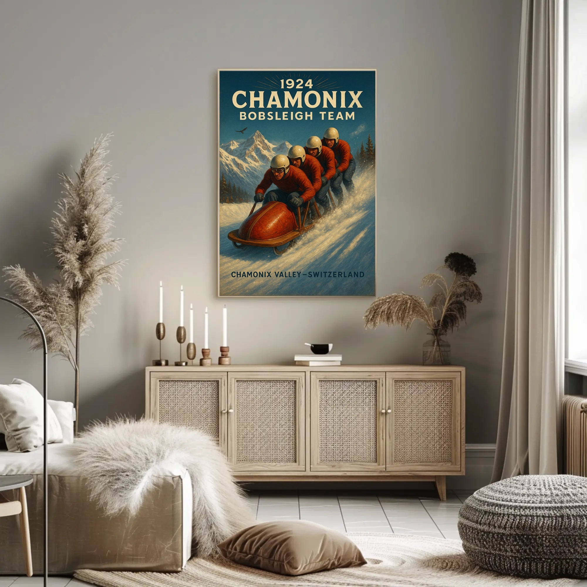 1924 Chamonix Bobsleigh Team Poster