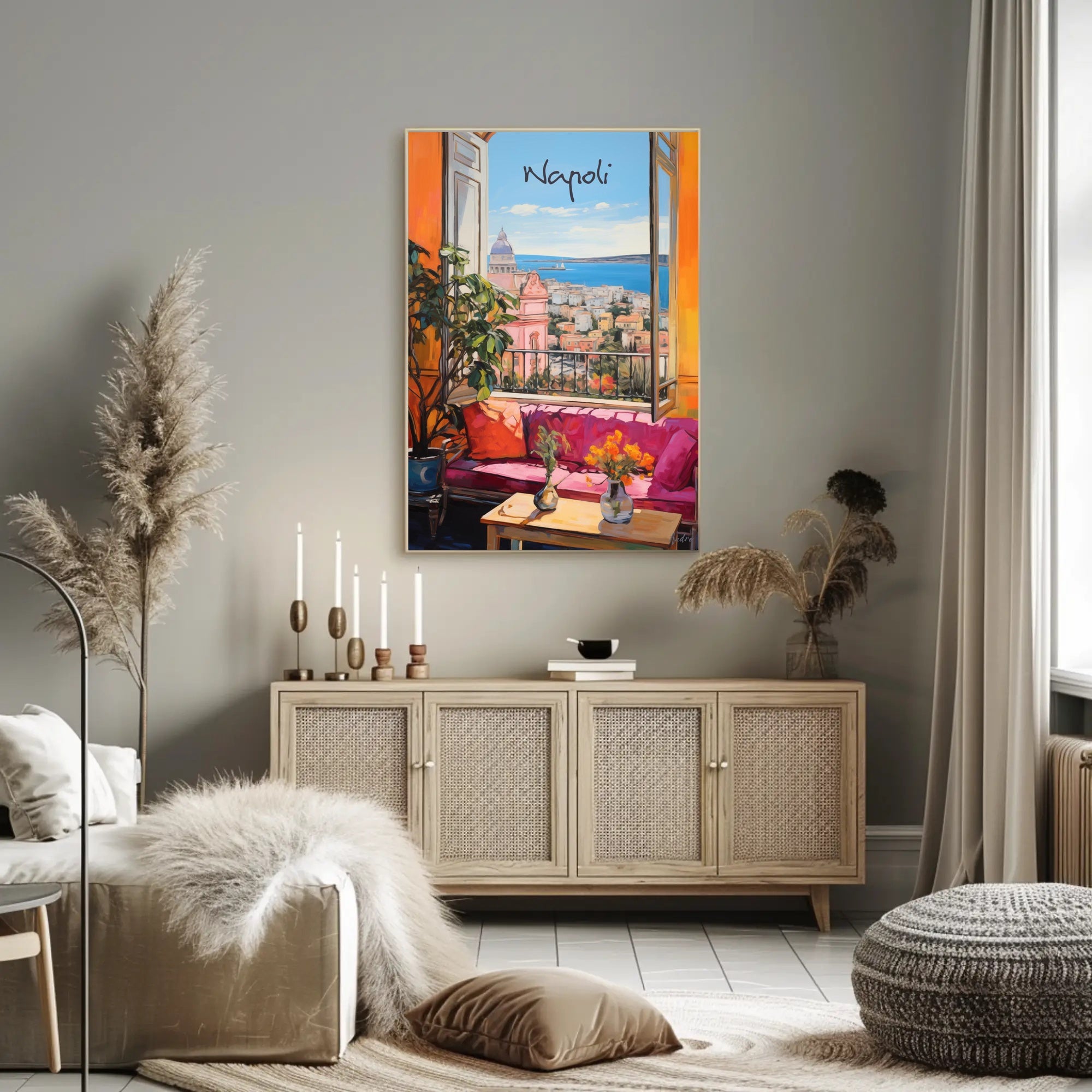 Napoli Scenic View from Open Window Poster