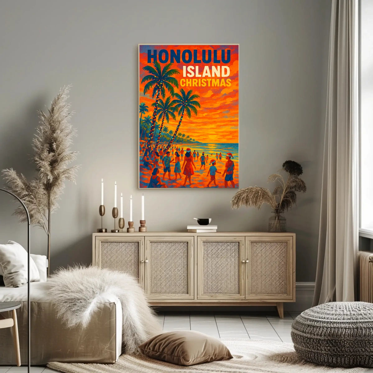 Honolulu Island Christmas Poster