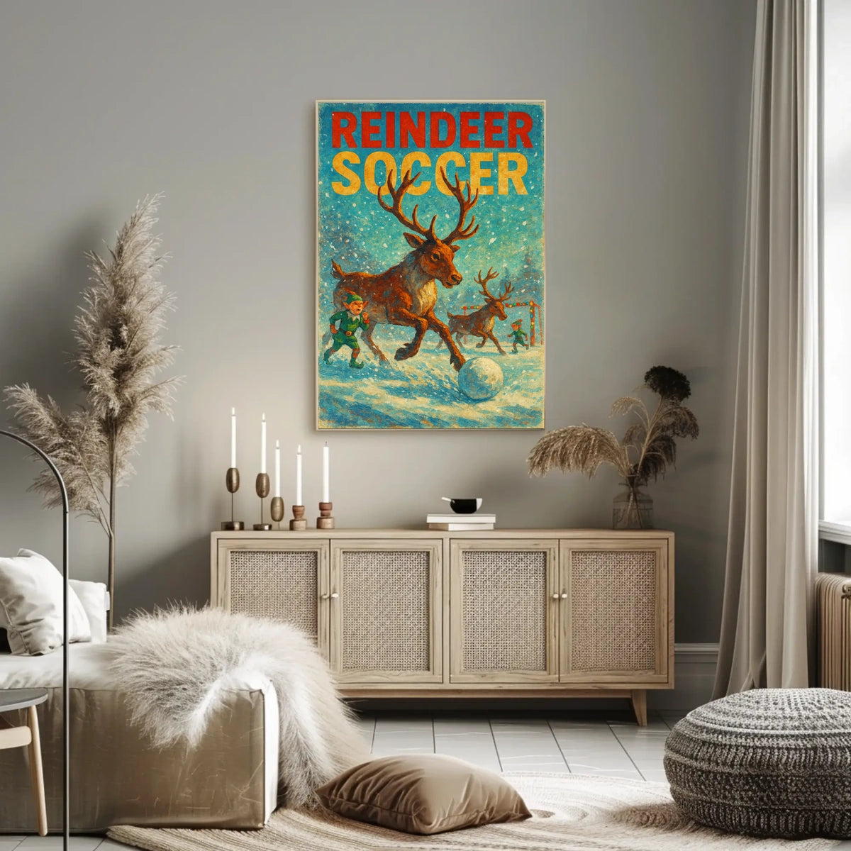 Reindeer Soccer Festive Winter Wonderland Poster
