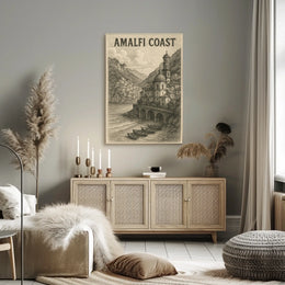Amalfi Coast Poster Wall Art 18x24 Coastal Decor Print