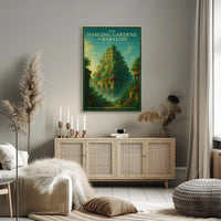 Hanging Gardens of Babylon Photorealistic Fantasy Mythology Poster