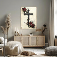 Gothic Cross with Roses Art Print Poster